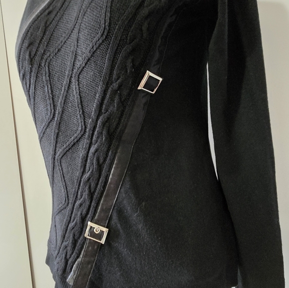 FIL A FIL Couture Black Turtleneck Sweater with Buckle Accents. Size Medium - Picture 5 of 12